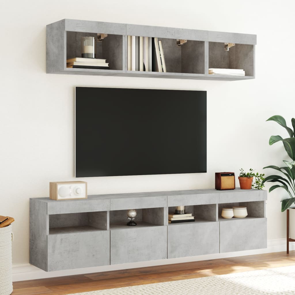 vidaXL Mueble de TV de pared con luces LED gris hormigón 80x30x40 cm