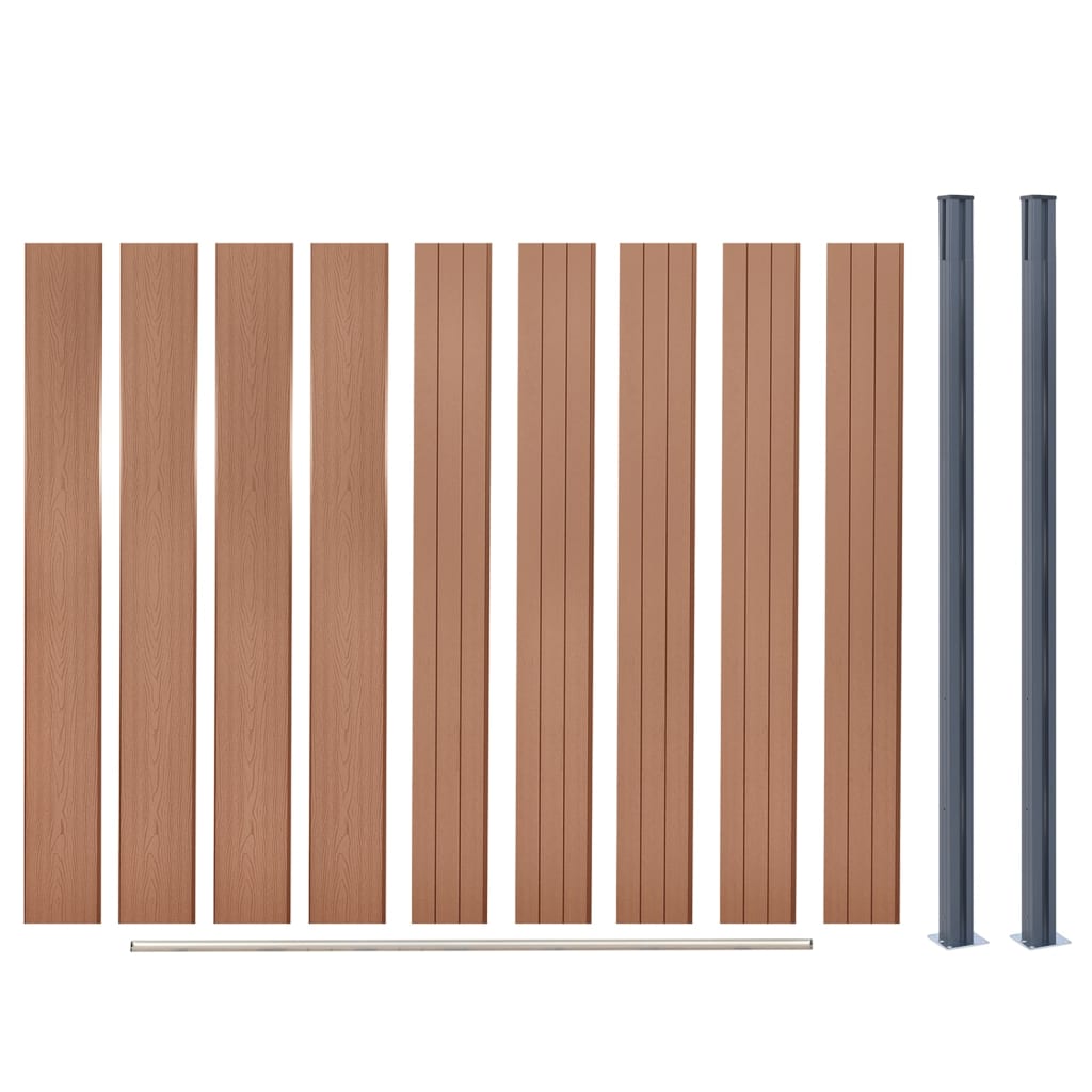 vidaXL Juego de paneles de valla WPC marrón 180x186 cm