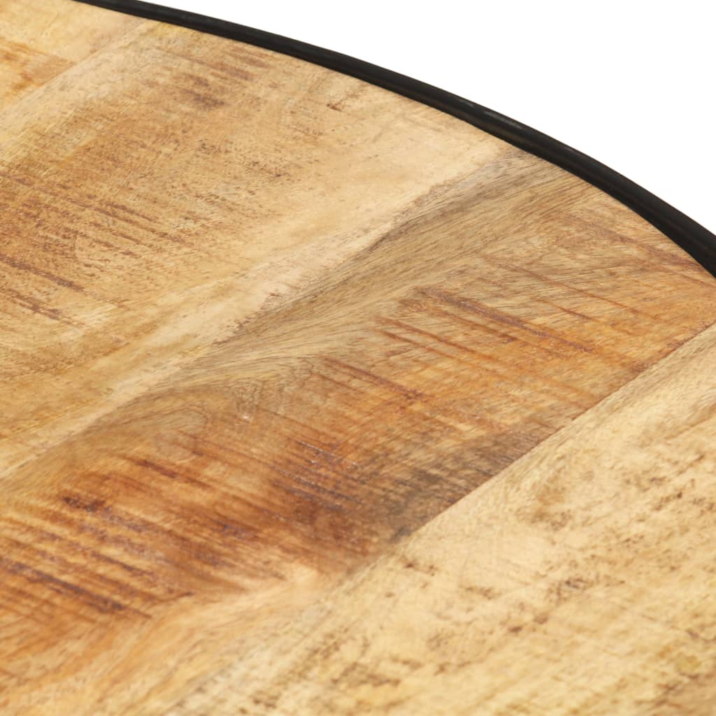 vidaXL Mesa de centro madera maciza de mango rugosa negra 68x68x36 cm