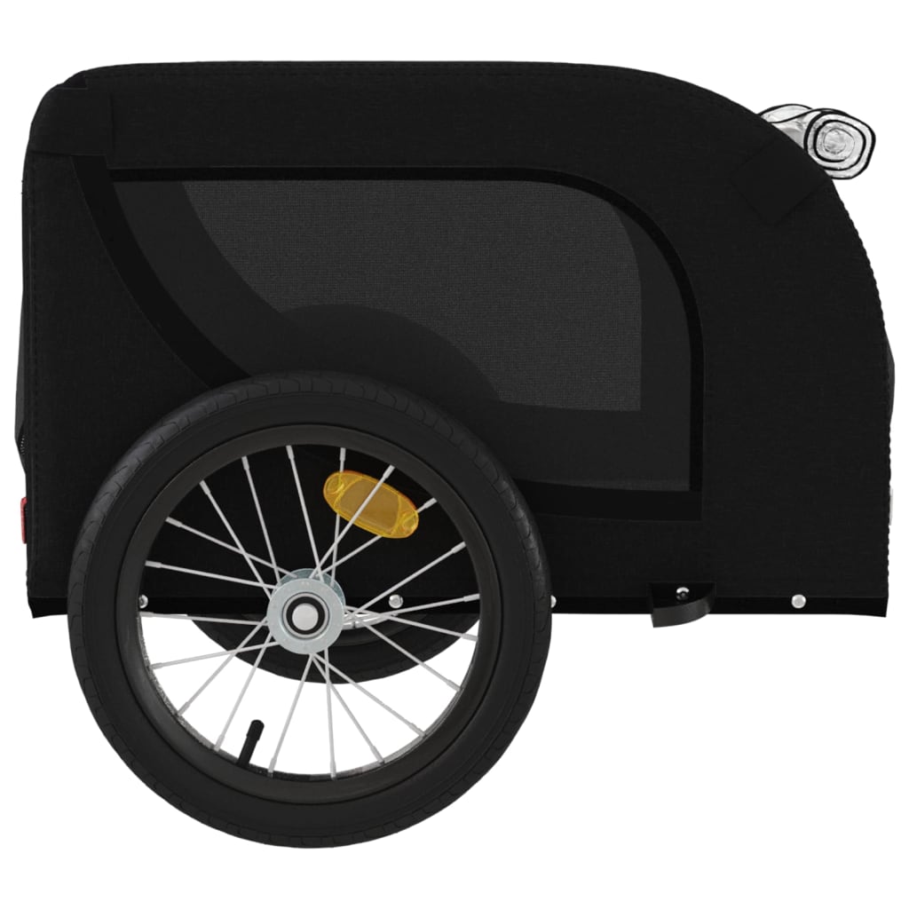 vidaXL Remolque de bicicleta mascotas hierro tela Oxford negro