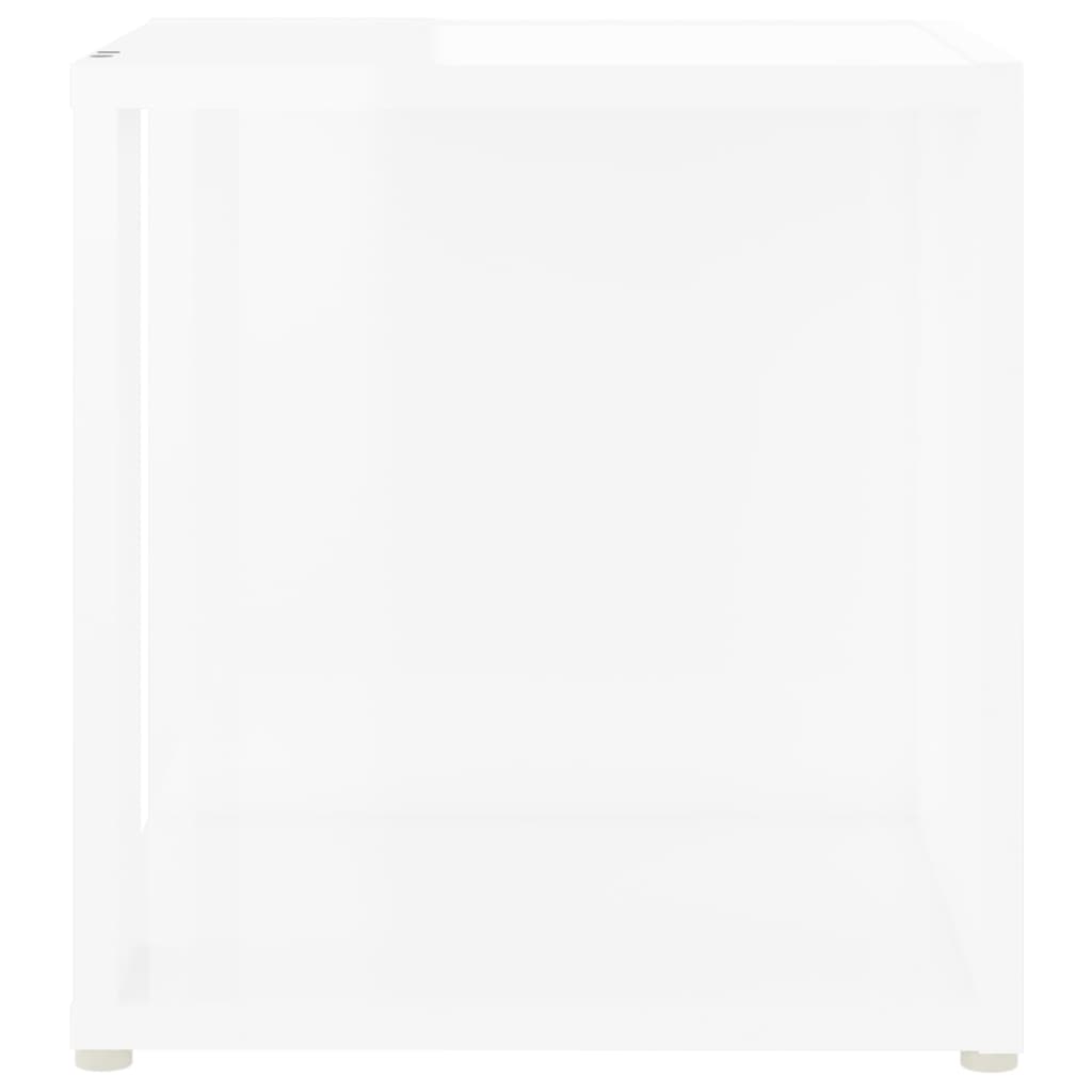 vidaXL Mesa auxiliar madera contrachapada blanco brillo 33x33x34,5 cm