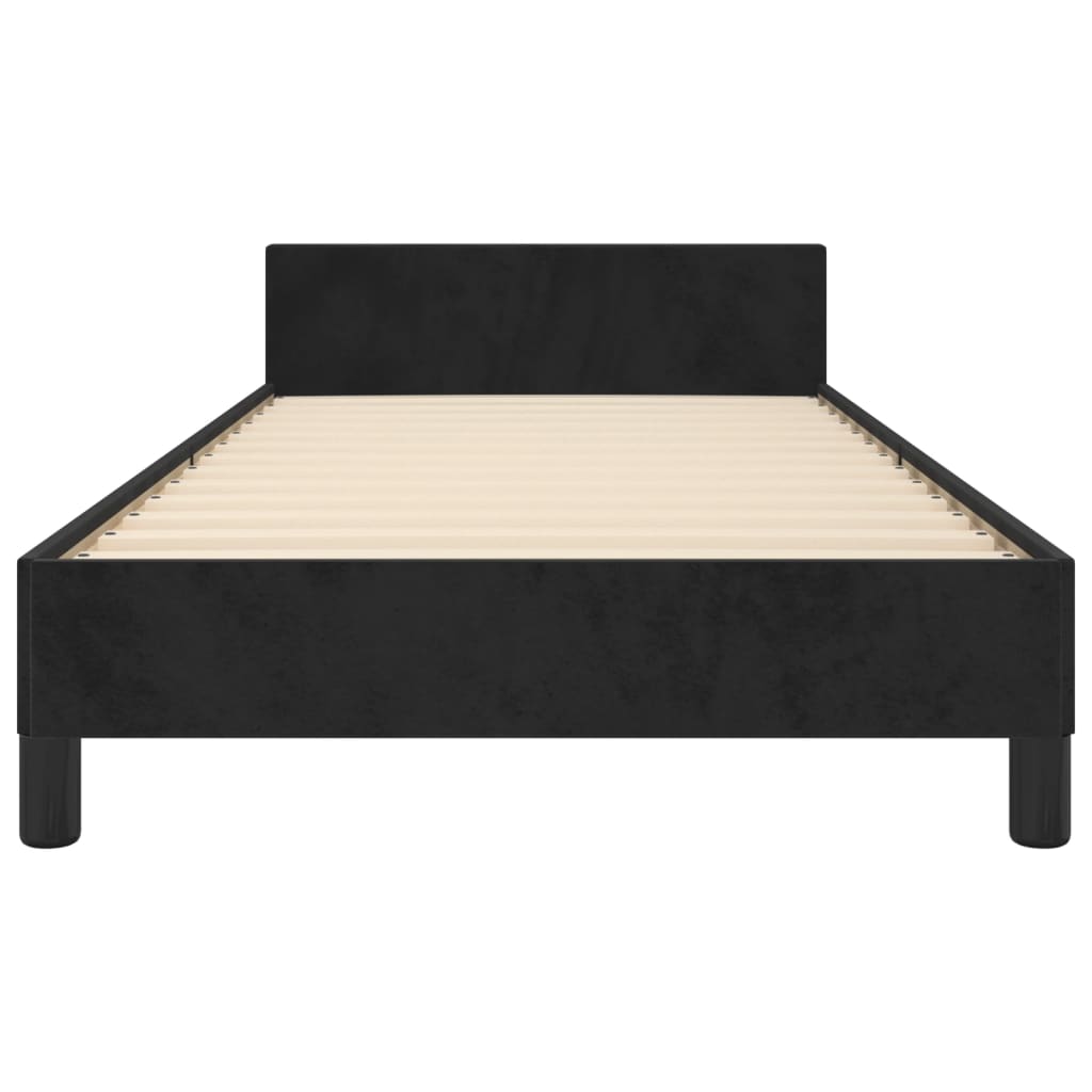 vidaXL Estructura de cama con cabecero de terciopelo negro 90x190 cm
