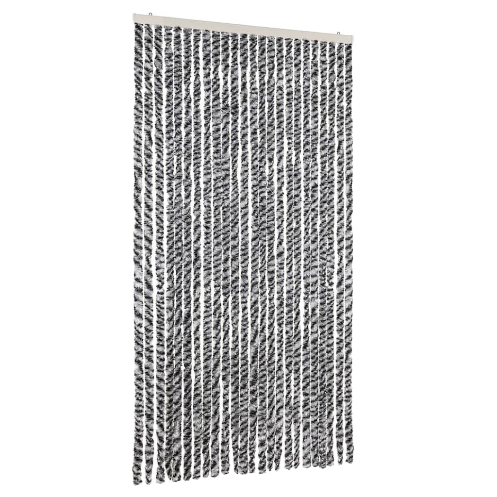 vidaXL Cortina antimoscas chenilla gris negro y blanco 100x230 cm