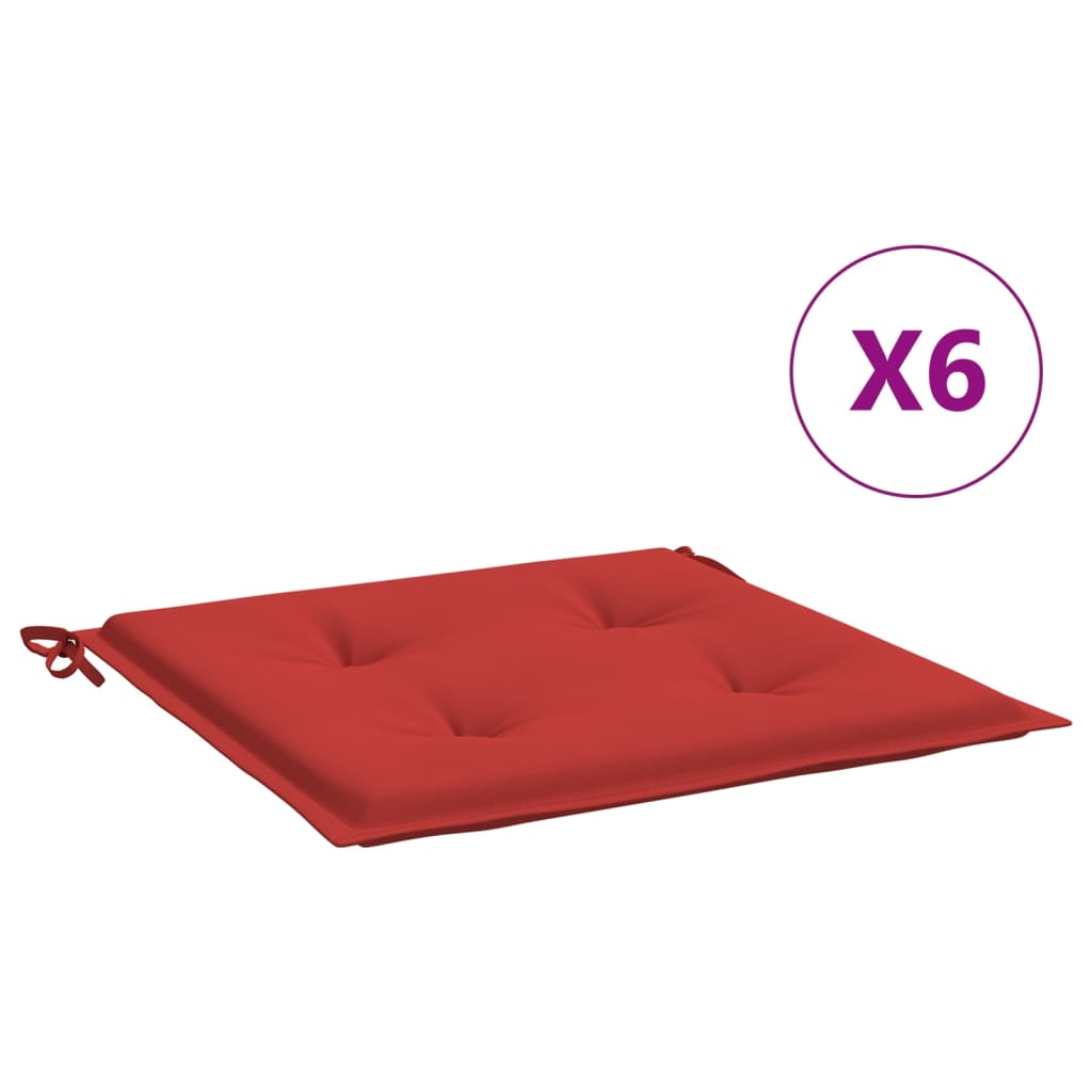 vidaXL Cojines de silla de jardín 6 uds tela Oxford rojo 40x40x3 cm