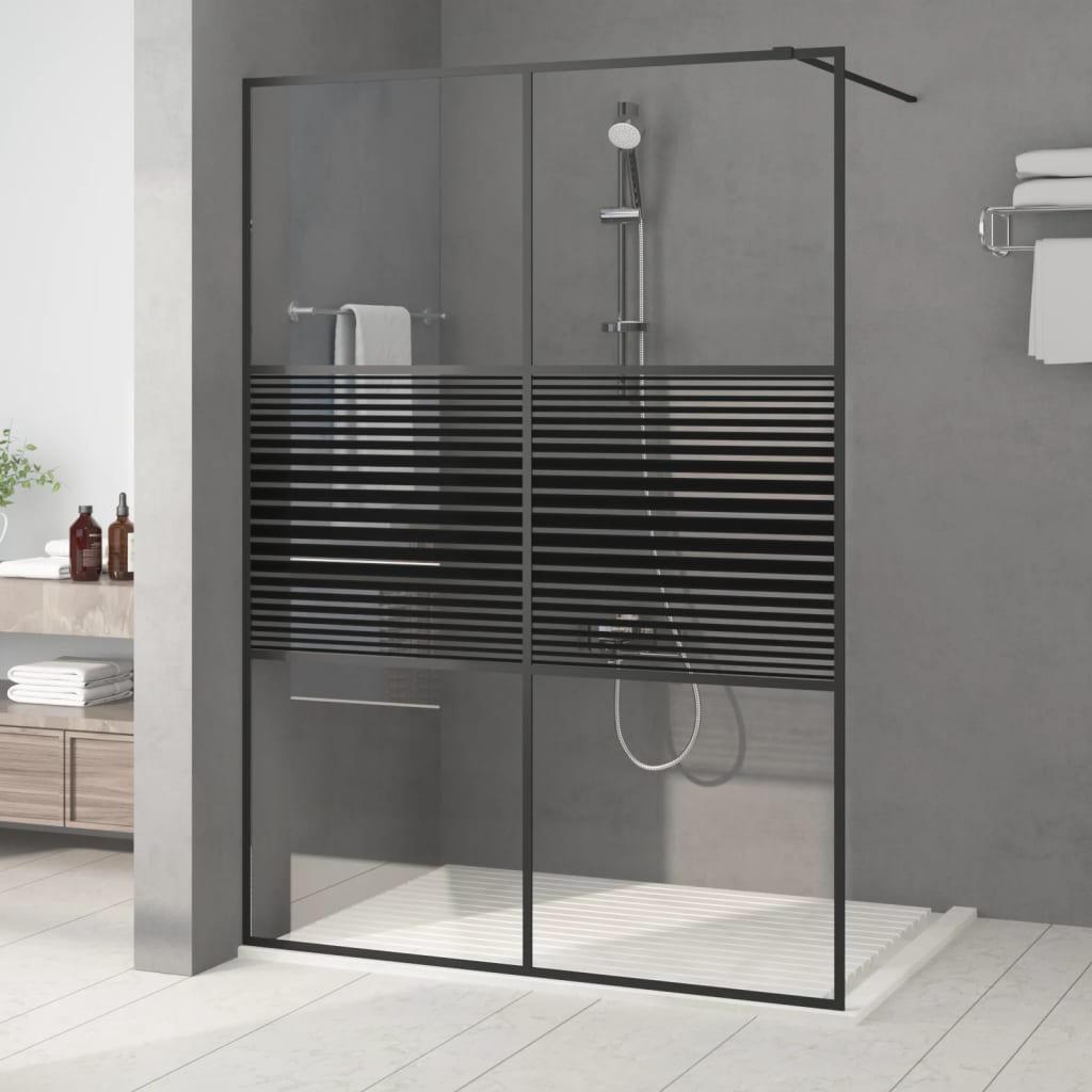 vidaXL Mampara de ducha vidrio ESG transparente negro 140x195 cm