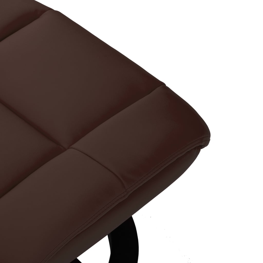vidaXL Silla reclinable con reposapiés cuero PE madera curvada marrón