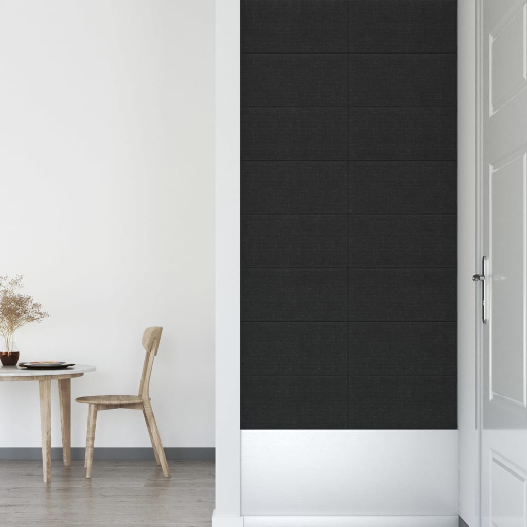 vidaXL Paneles de pared 12 uds tela negro 60x30 cm 2,16 m²