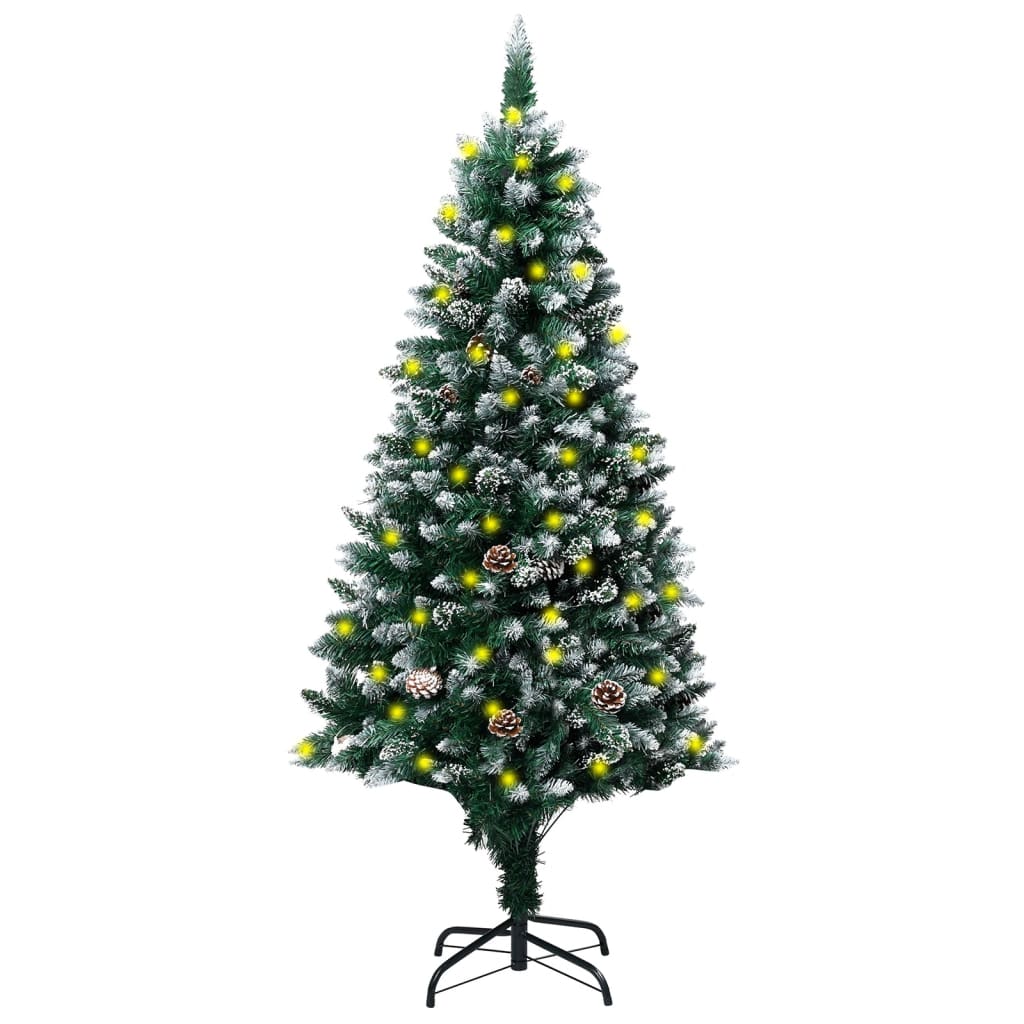 vidaXL Árbol de Navidad artificial con luces LED, piñas y nieve 180 cm