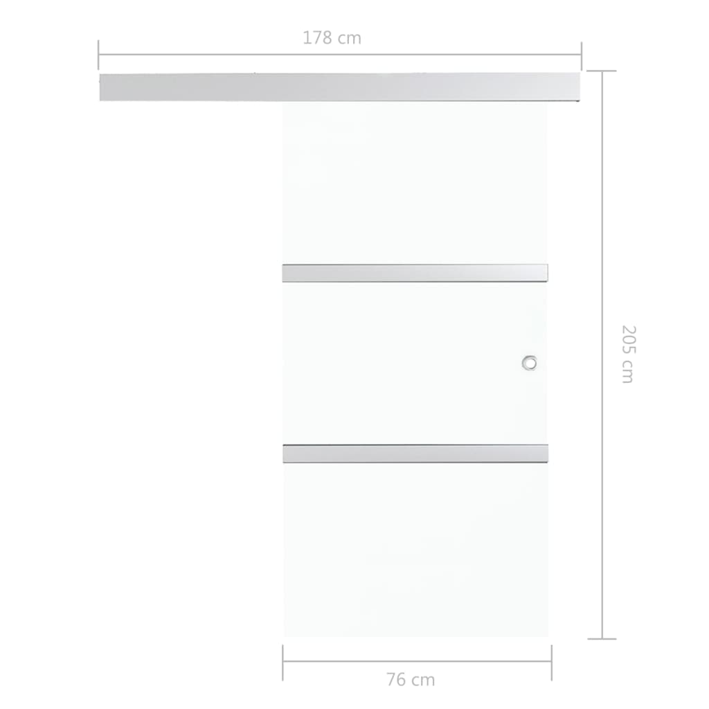 vidaXL Puerta corredera con topes suaves vidrio ESG aluminio 76x205 cm