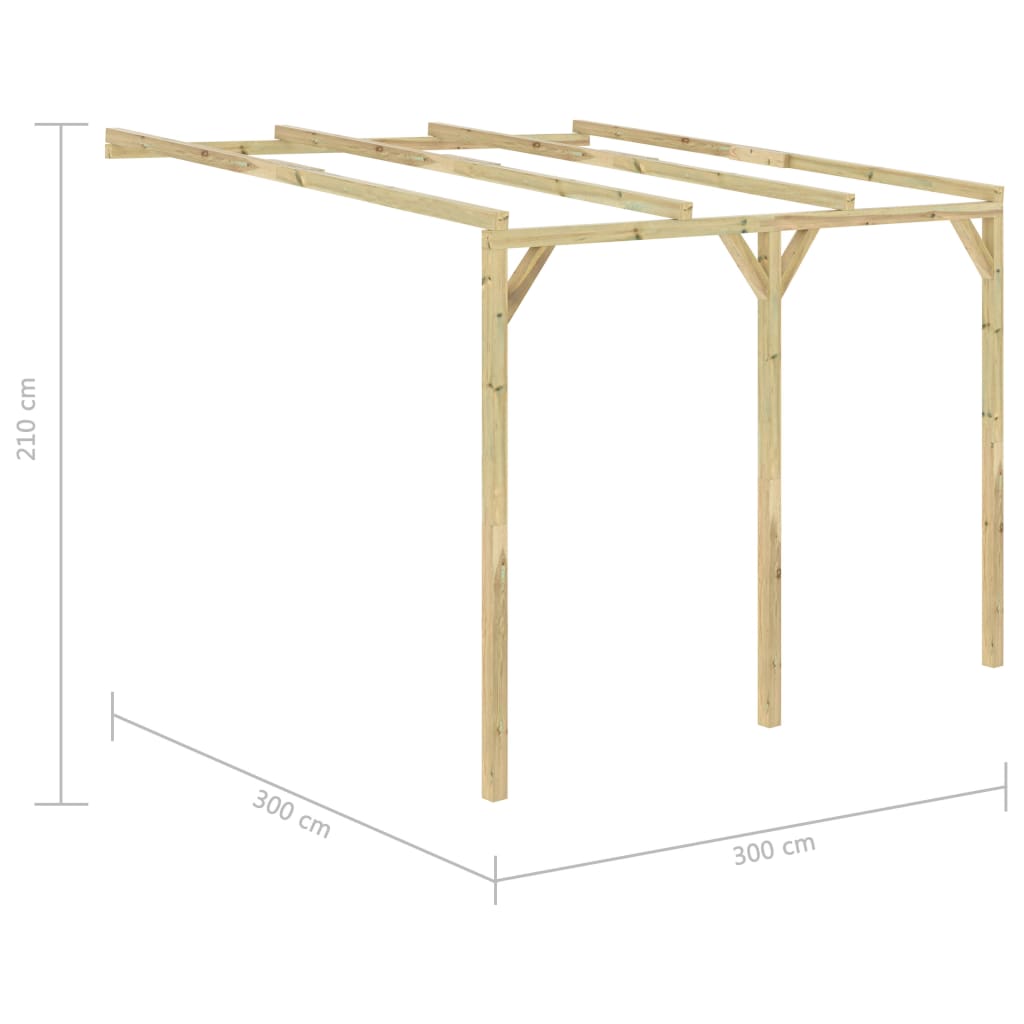 vidaXL Pérgola cobertizo de madera 3x3x2,1 m