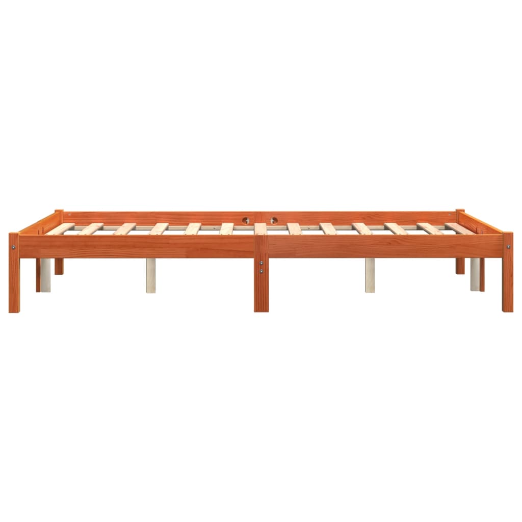 vidaXL Estructura de cama madera maciza pino marrón cera 120x200 cm