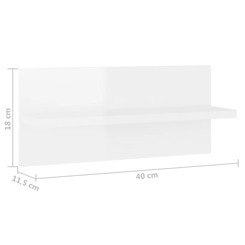 vidaXL Estantes de pared 4 unidades blanco brillo 40x11,5x18 cm