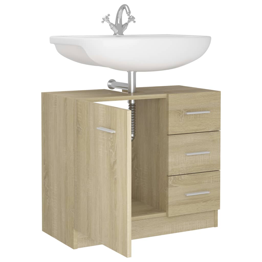 vidaXL Armario para lavabo madera contrachapada color roble 63x30x54cm