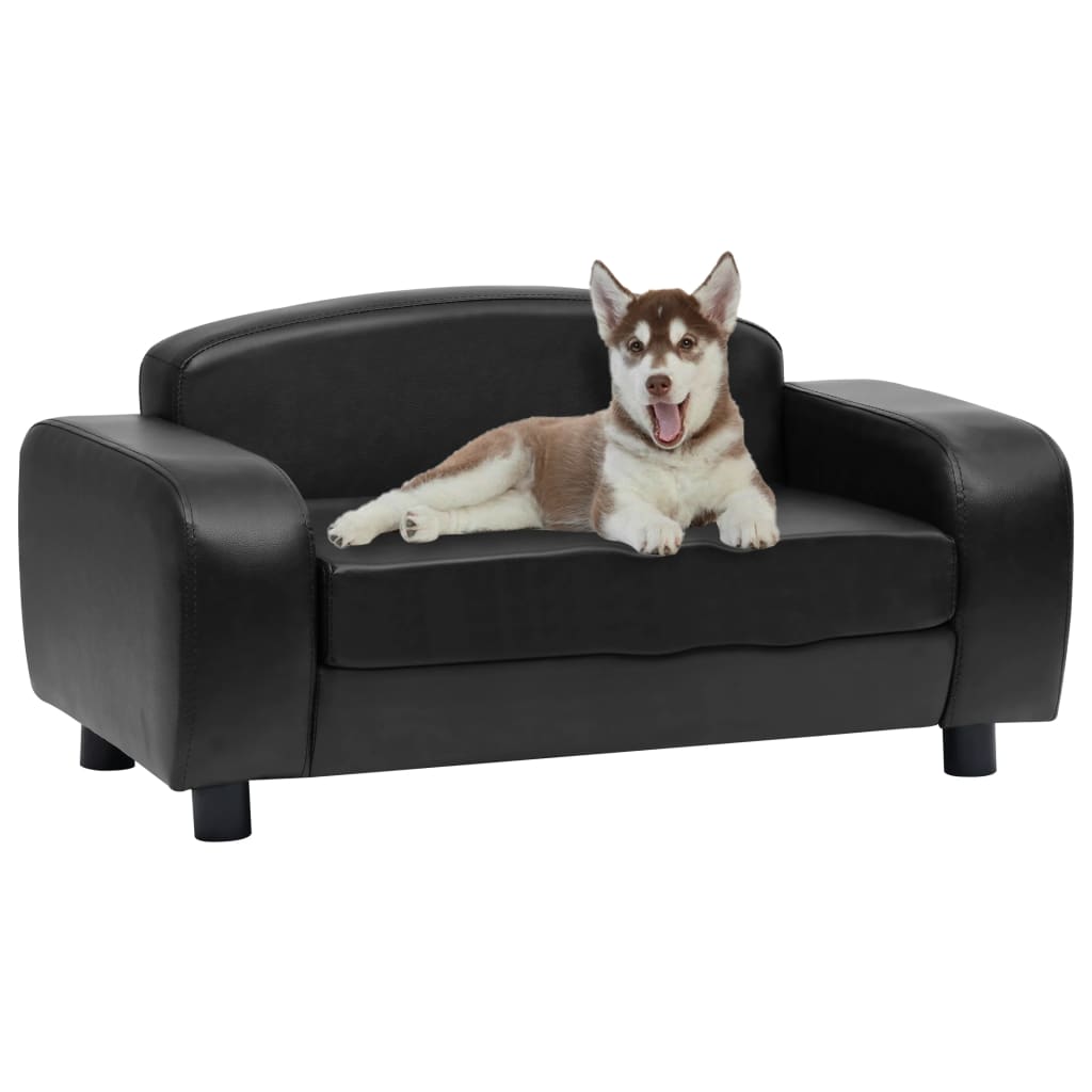 vidaXL Sofá para perros cuero sintético negro 80x50x40 cm