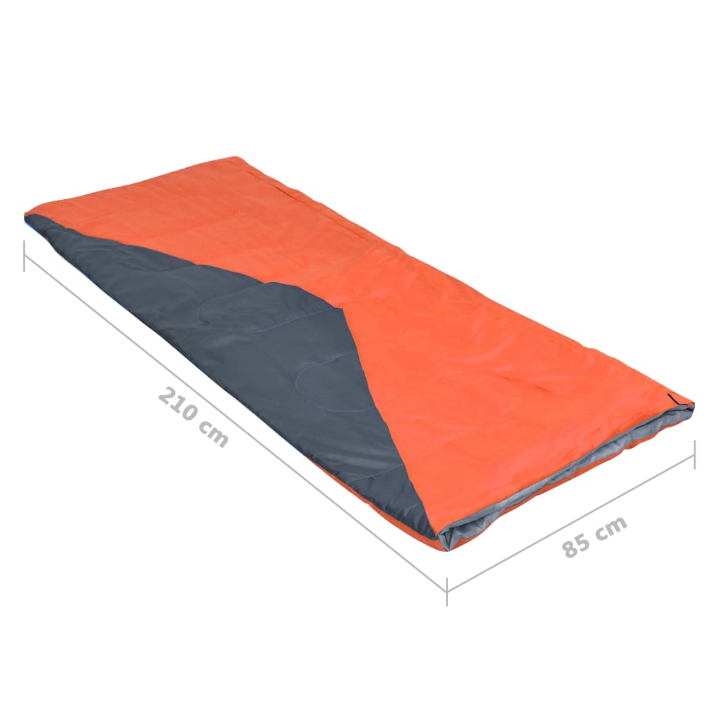 vidaXL Sacos de dormir de sobre ligero 2 piezas naranja 1100 g 10°C