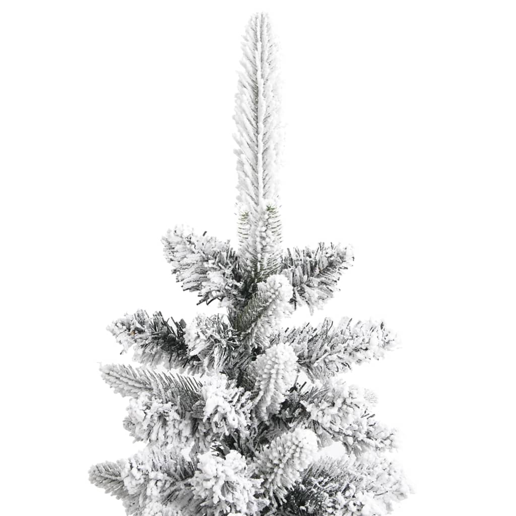 vidaXL Árbol de Navidad artificial estrecho con nieve PVC y PE 210 cm