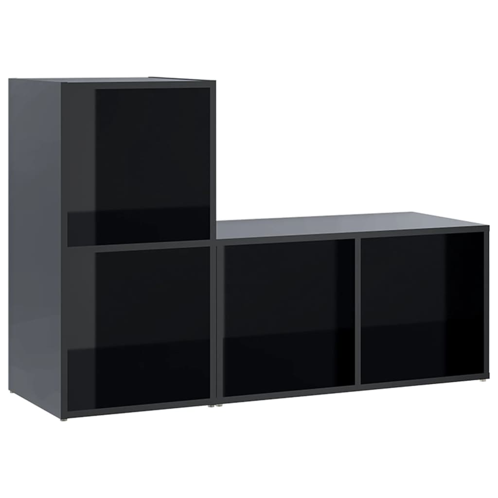 vidaXL Muebles de salón 2 piezas madera de ingeniería negro brillo