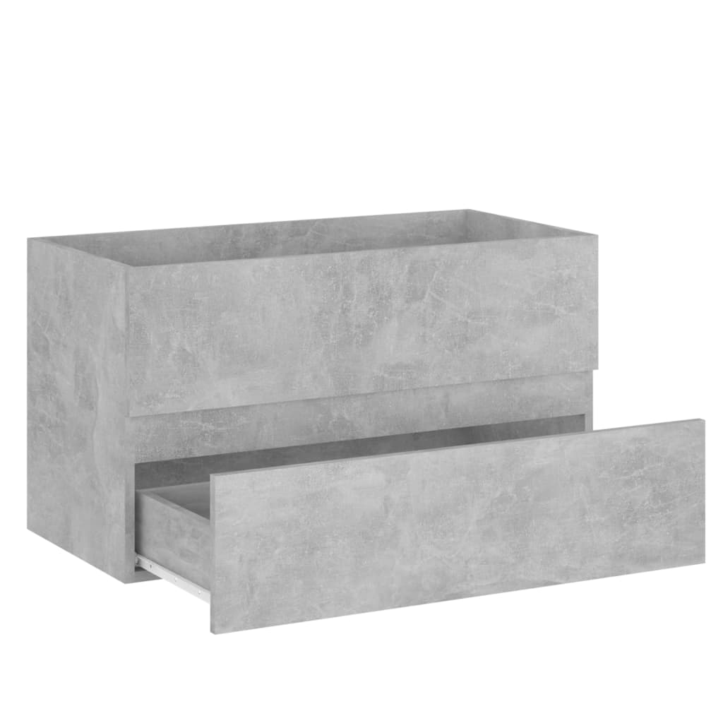 vividaXL Mueble de lavabo madera ingeniería gris hormigón 80x38,5x45cm