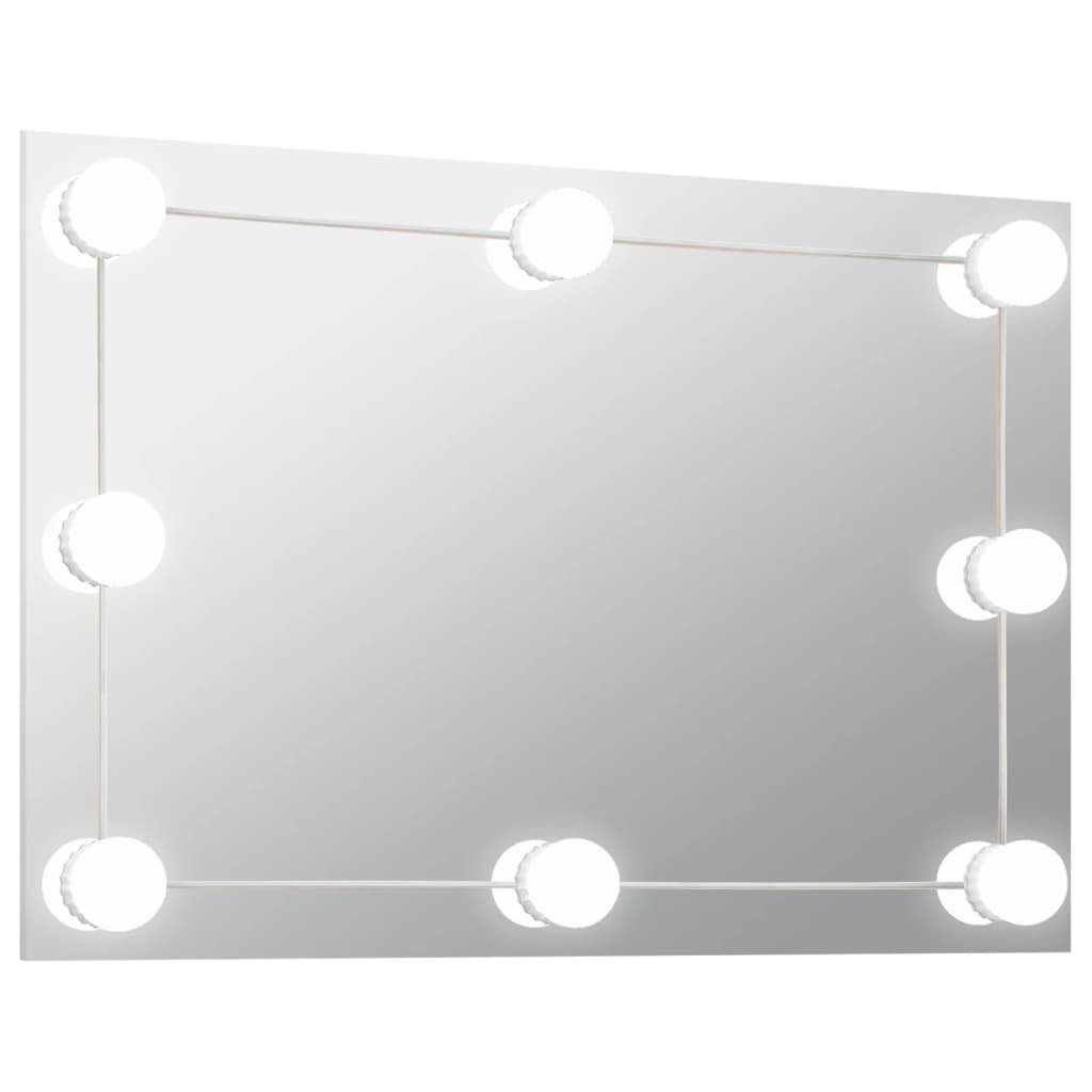 vidaXL Espejo de pared con luces LED rectangular de vidrio