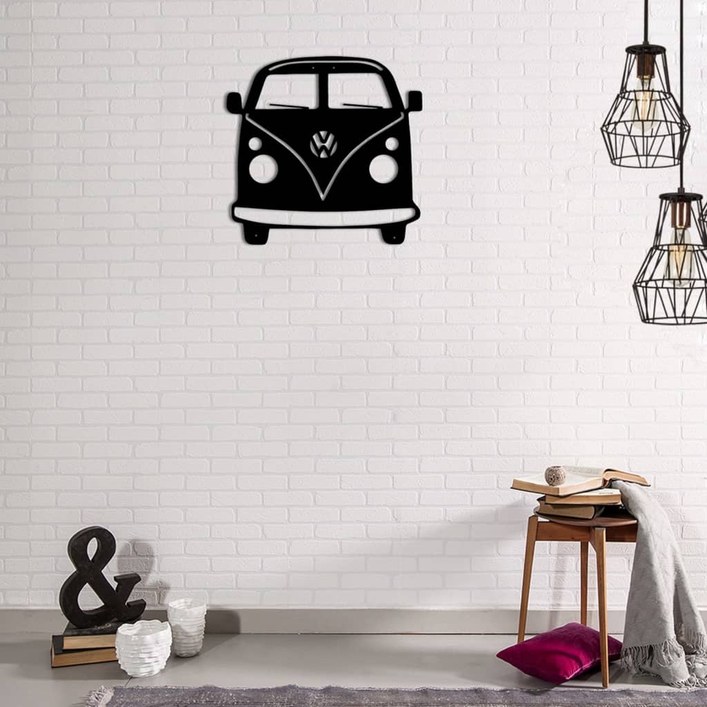 Homemania Adorno de pared Mini Van acero negro 32x36 cm