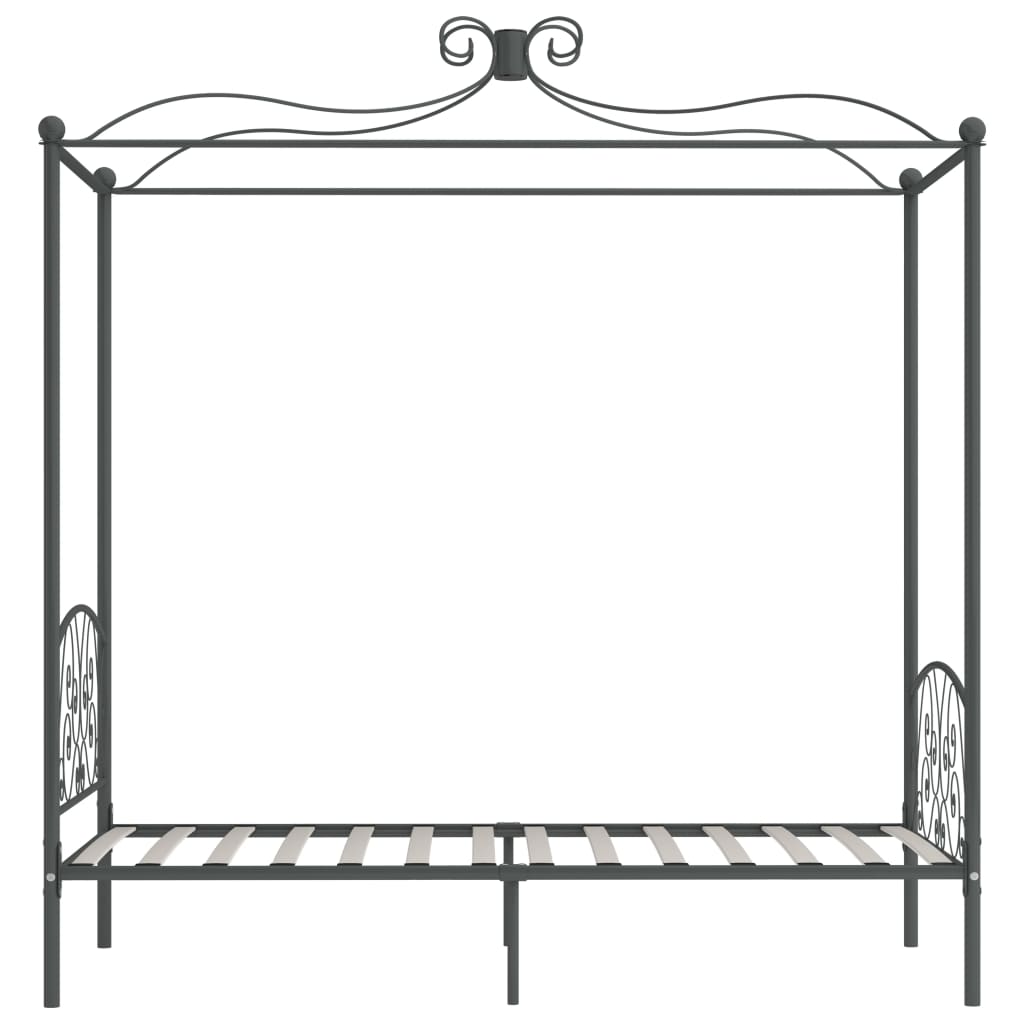 vidaXL Estructura de cama con dosel metal gris 90x200 cm