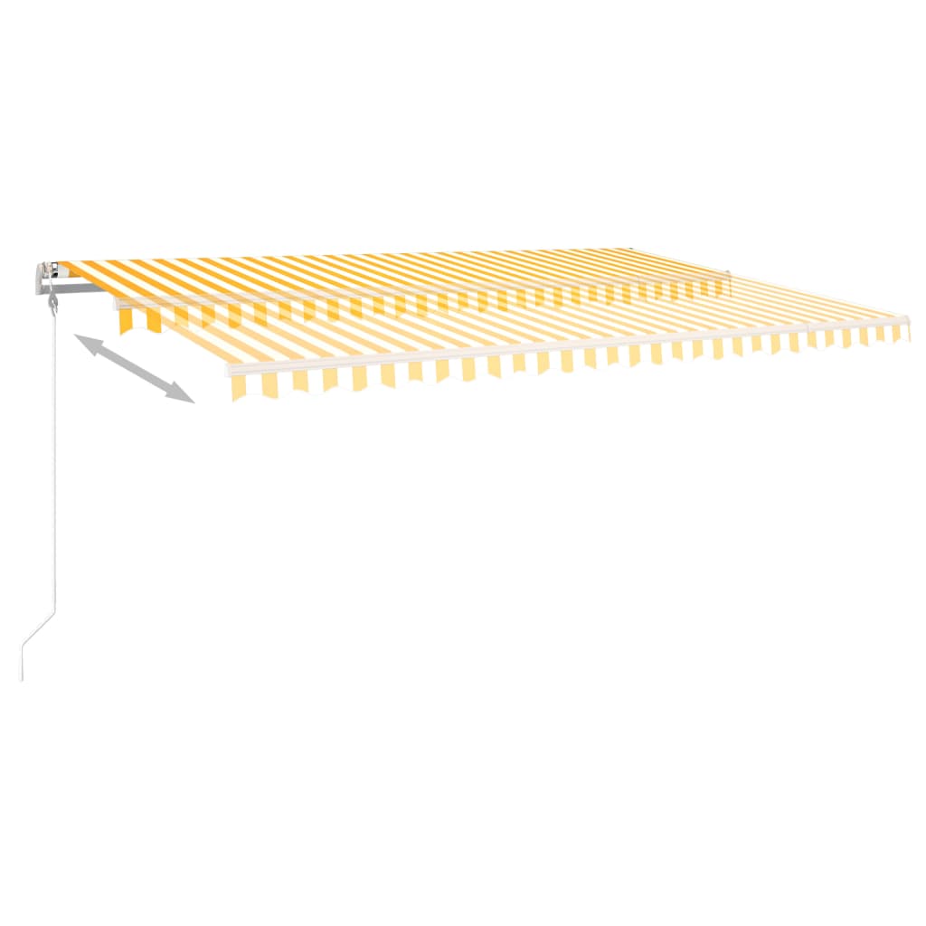 vidaXL Toldo retráctil manual con postes amarillo y blanco 5x3,5 m