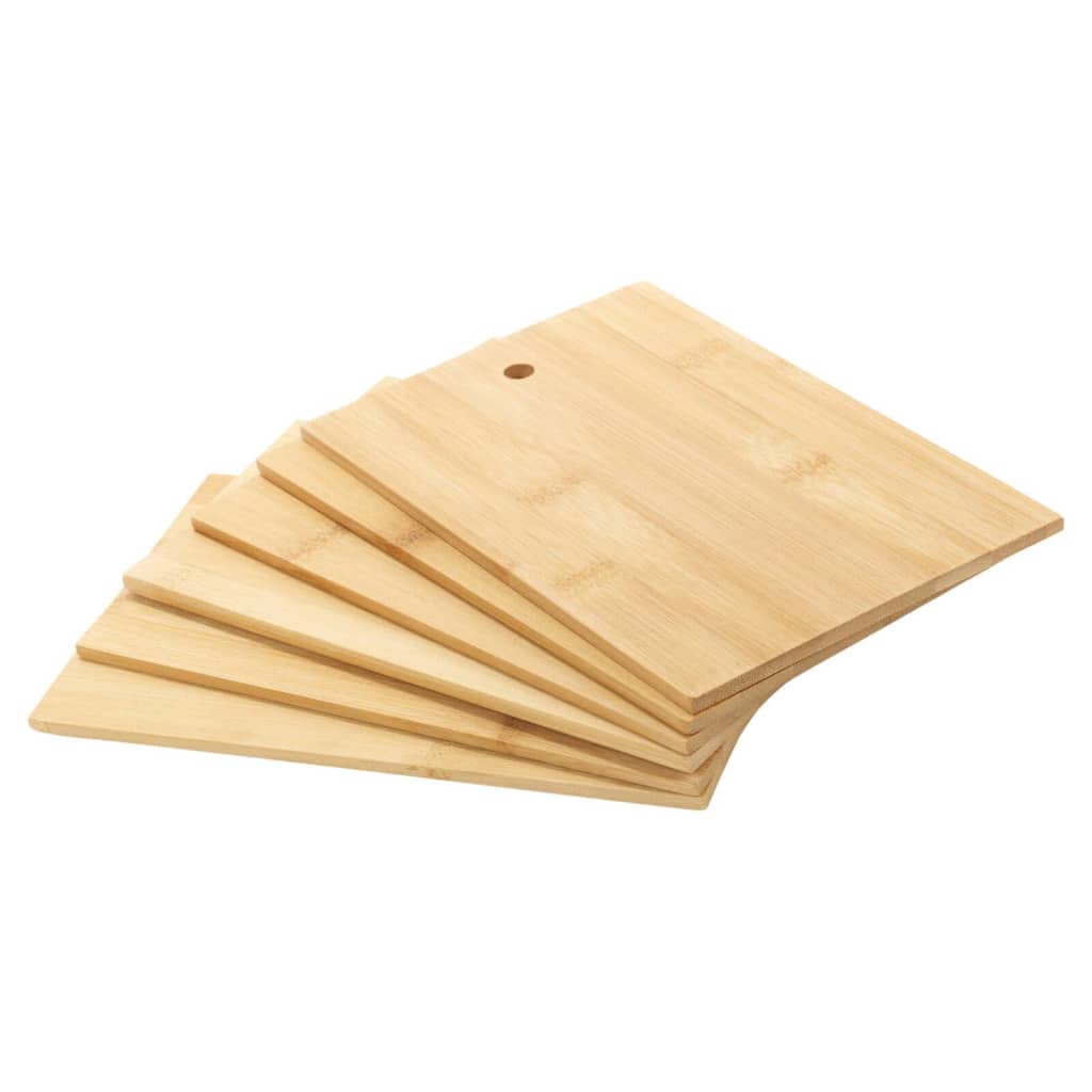 Excellent Houseware Juego de tablas de cortar con soporte 7 pzas bambú