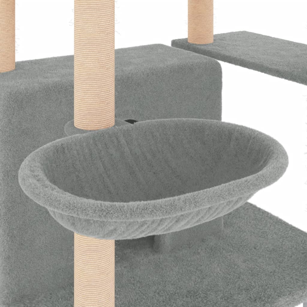 vidaXL Rascador para gatos con postes de sisal gris claro 166 cm