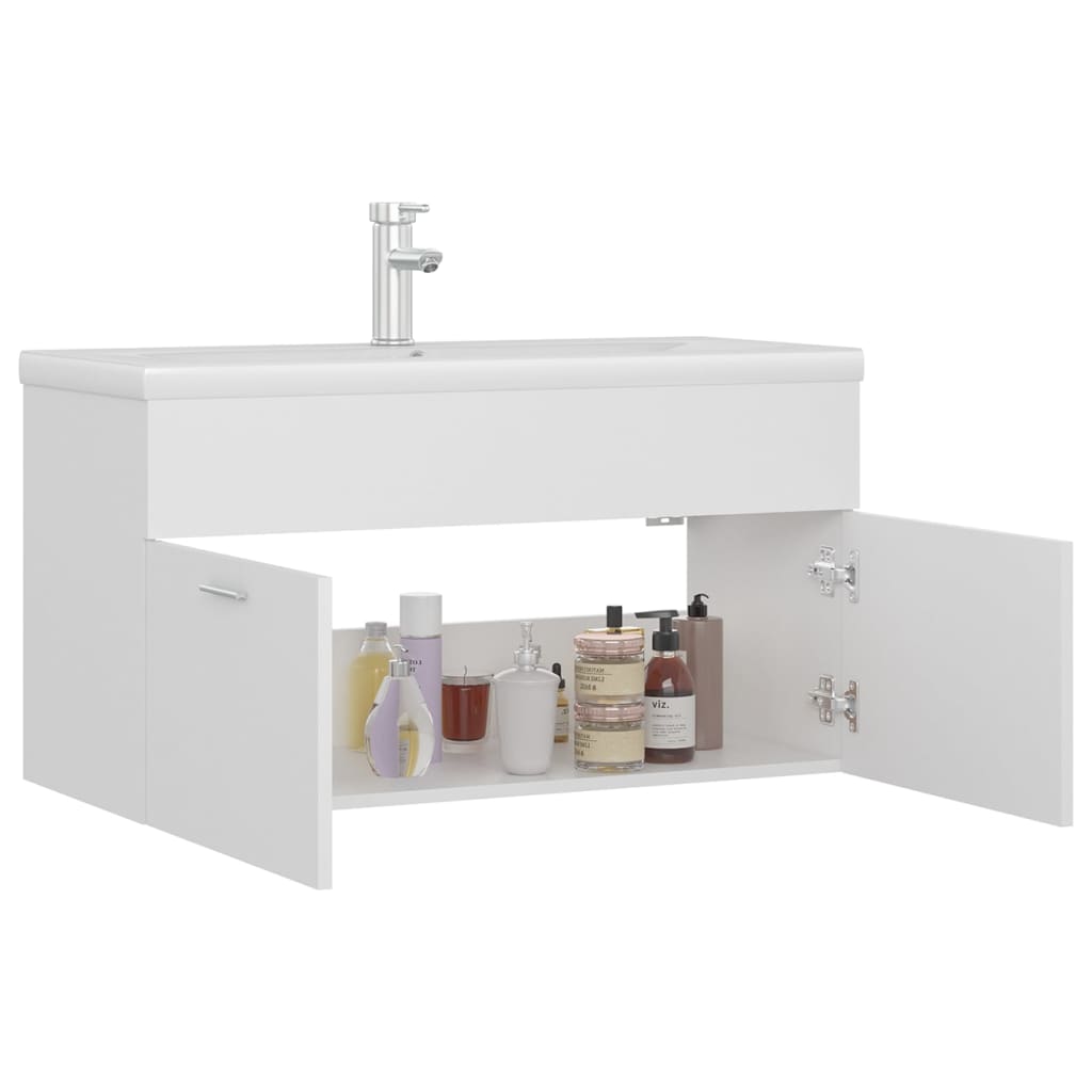 vidaXL Mueble con lavabo madera de ingeniería blanco