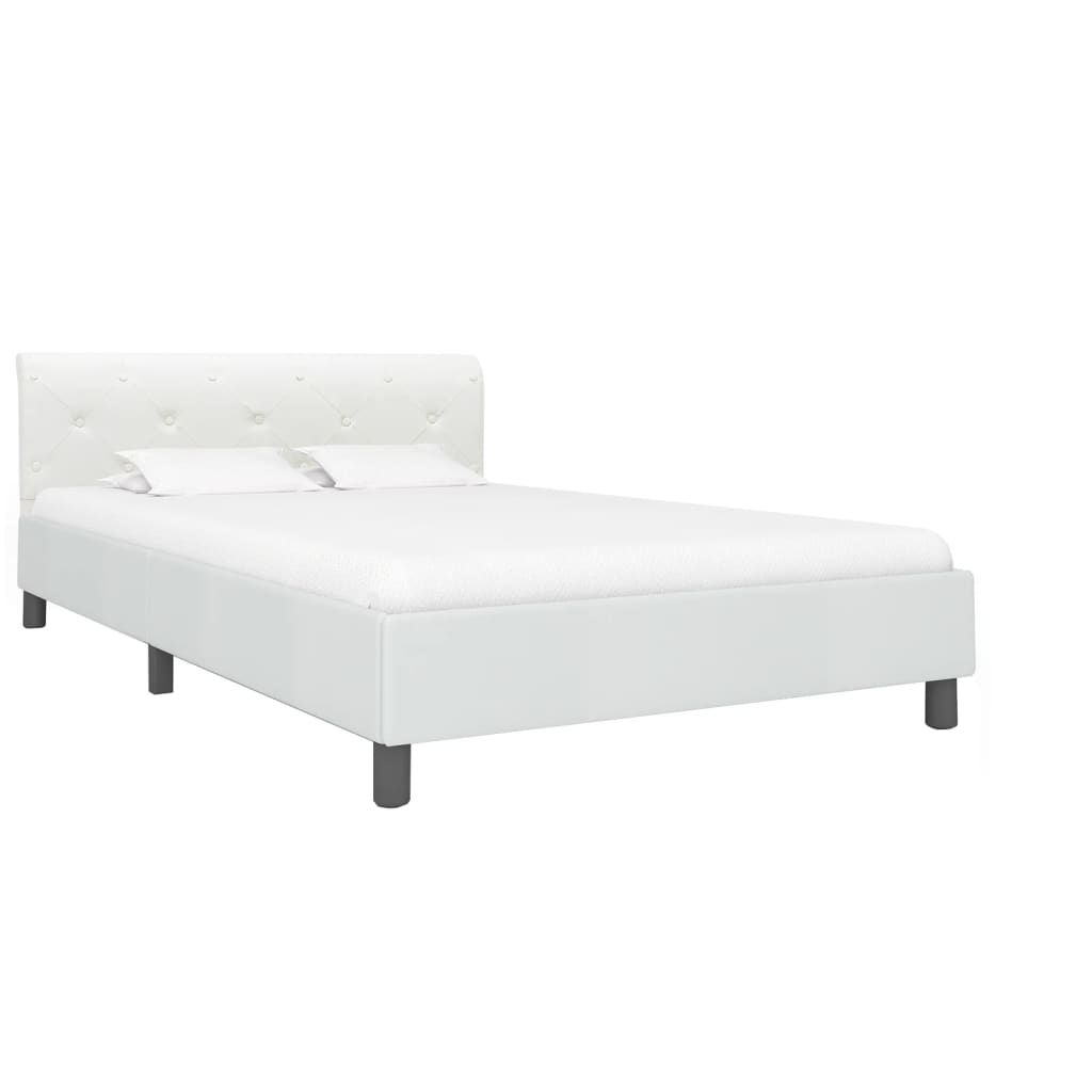 vidaXL Estructura de cama de cuero sintético blanco 140x200 cm