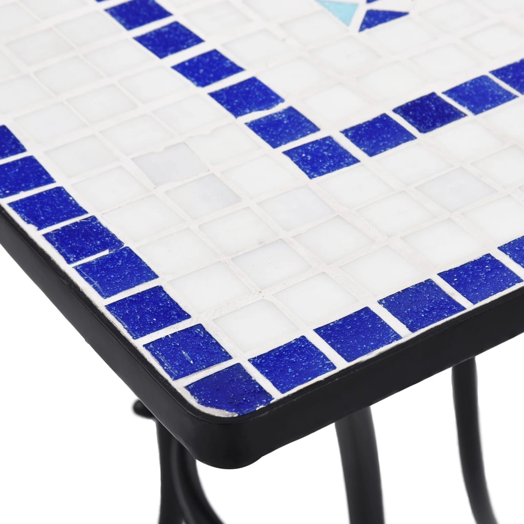vidaXL Mesa de mosaico para cafetería cerámica azul y blanco 60 cm