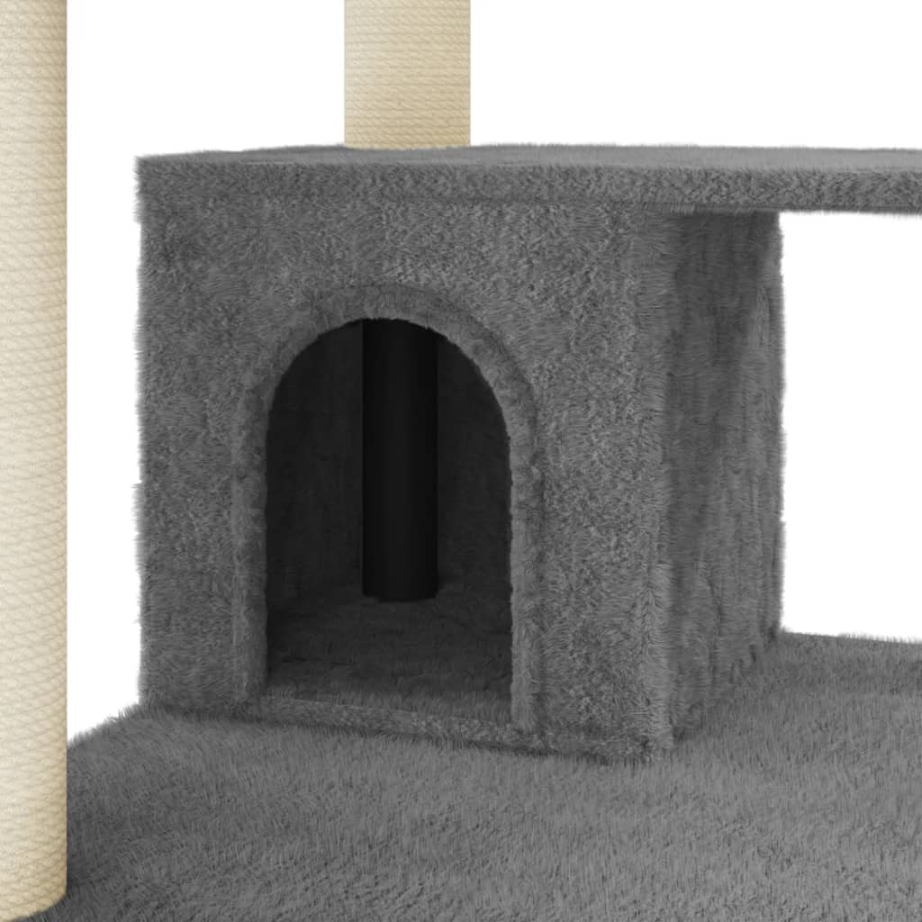 vidaXL Rascador para gatos con postes de sisal gris oscuro 183 cm