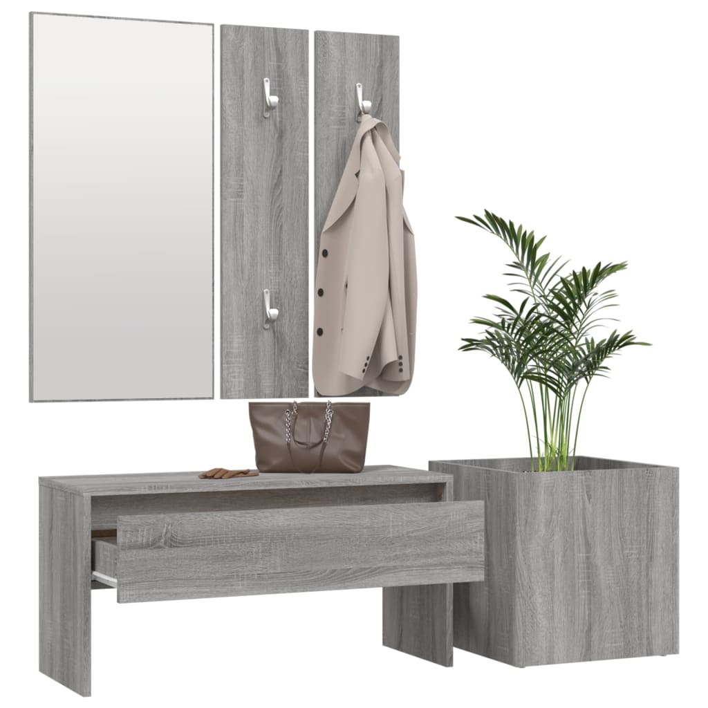 vidaXL Set de muebles de recibidor madera contrachapada gris Sonoma