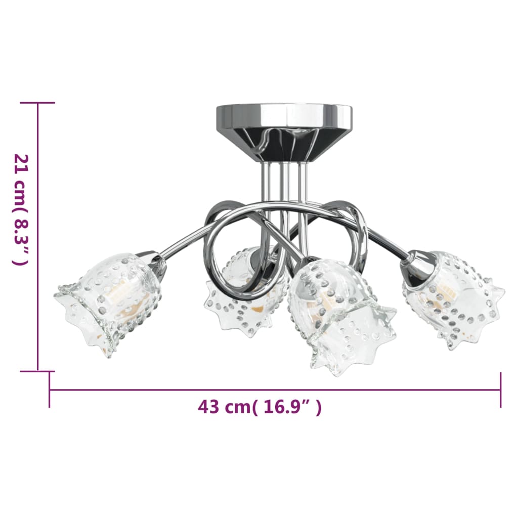 vidaXL Lámpara de techo pantallas de flores cristal 4 bombillas LED G9