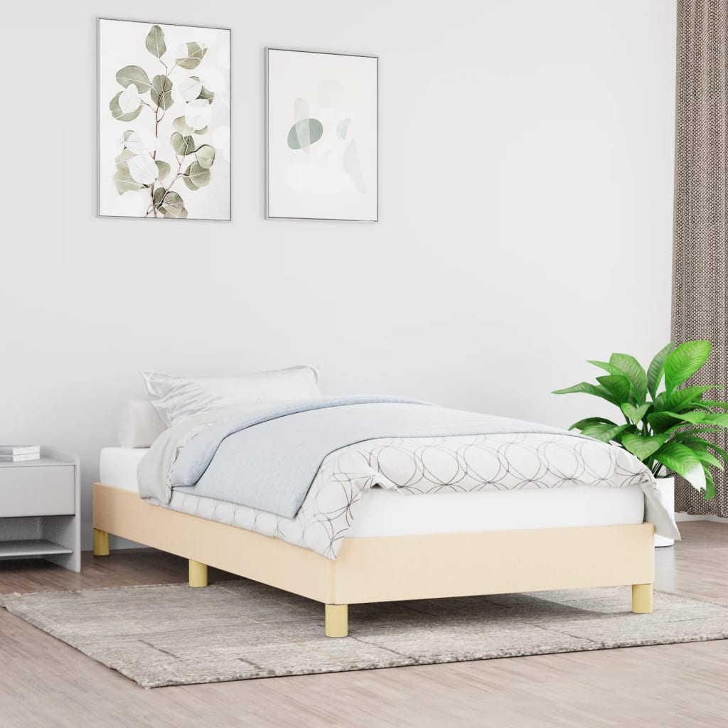 vidaXL Estructura de cama de tela color crema 90x200 cm