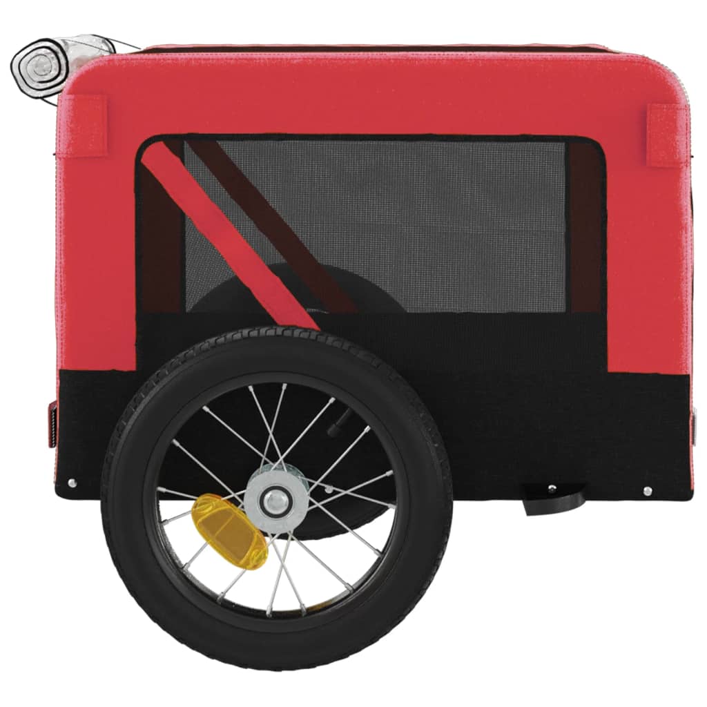vidaXL Remolque de bicicleta mascotas hierro tela Oxford rojo negro