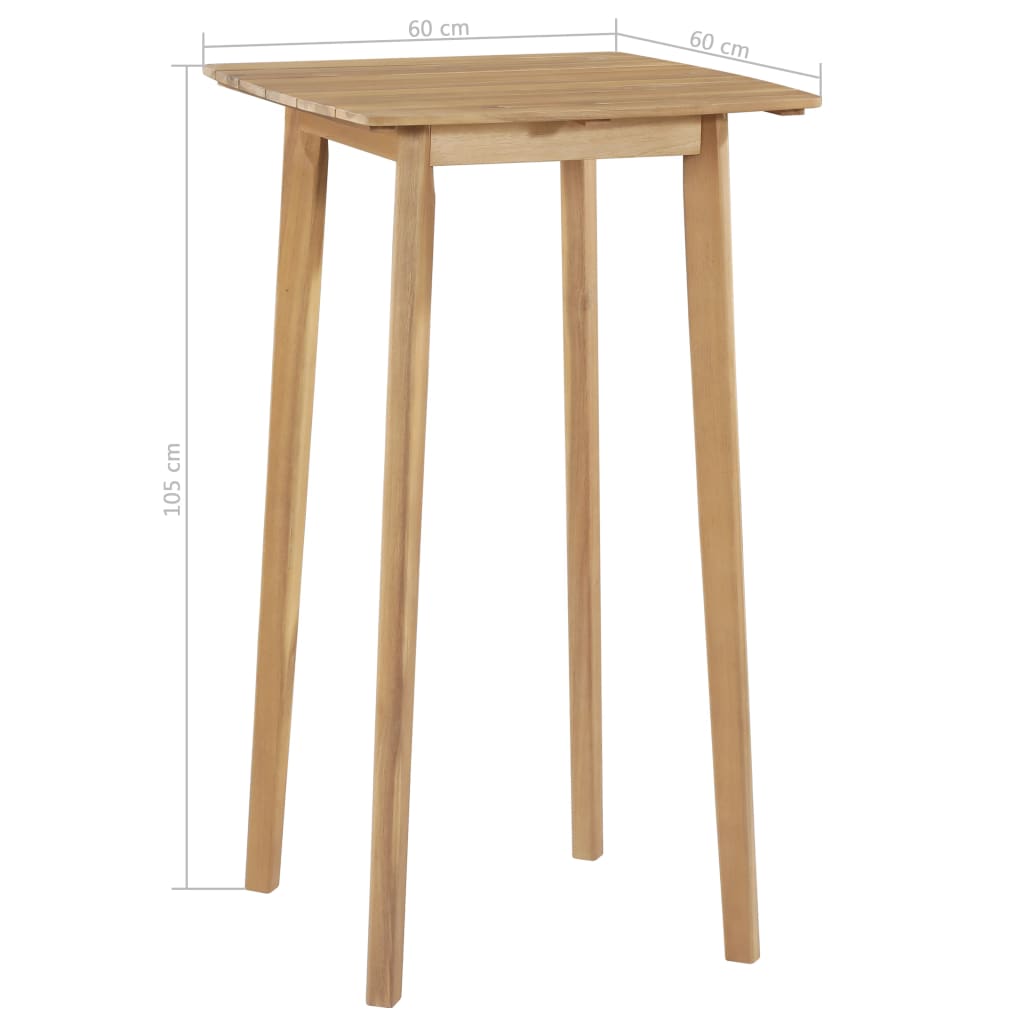 vidaXL Set mesa y sillas de bar 3 pzas madera maciza acacia