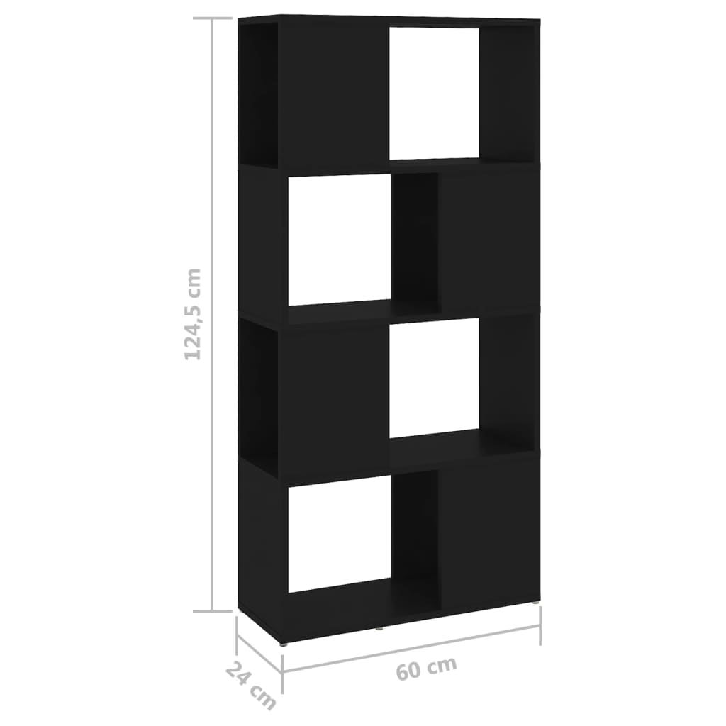 vidaXL Librería separador madera contrachapada negro 60x24x124,5 cm