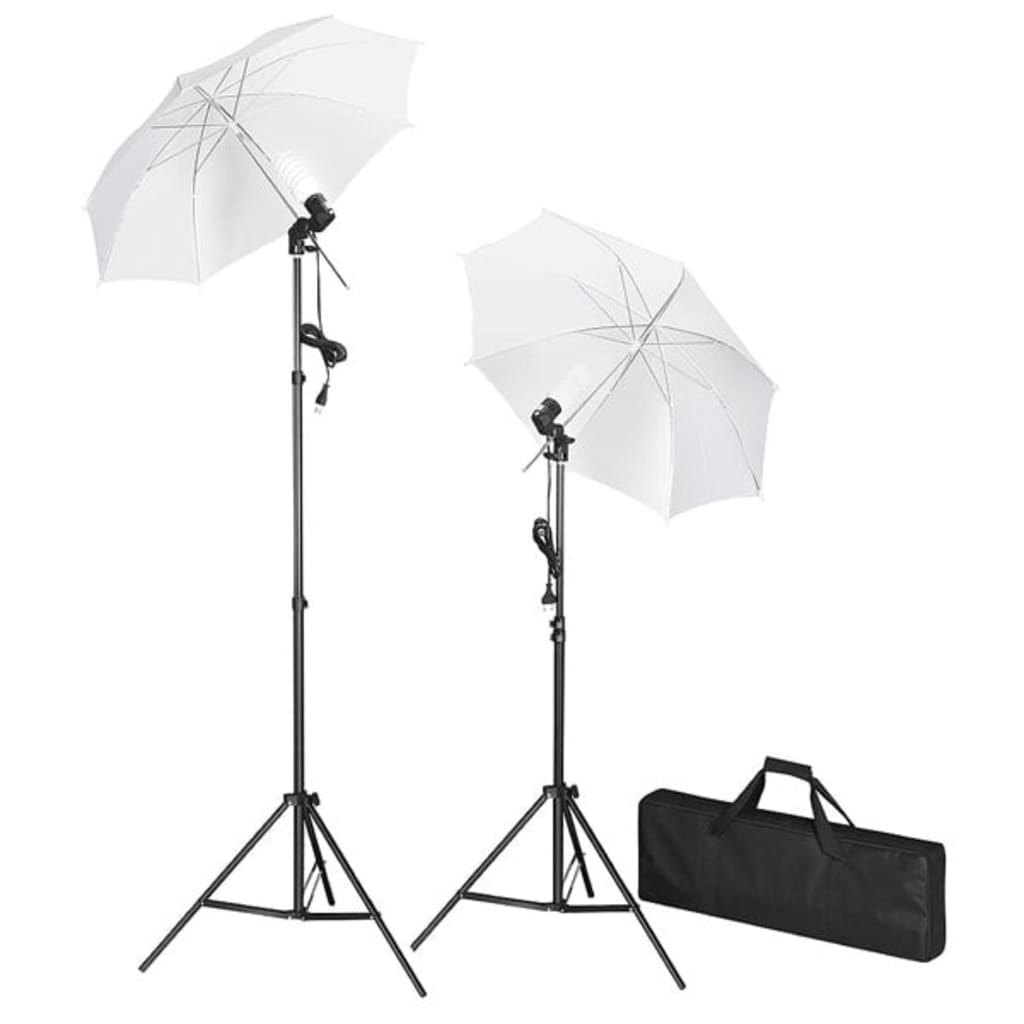 vidaXL Set estudio fotográfico con telones de fondo, focos y paraguas