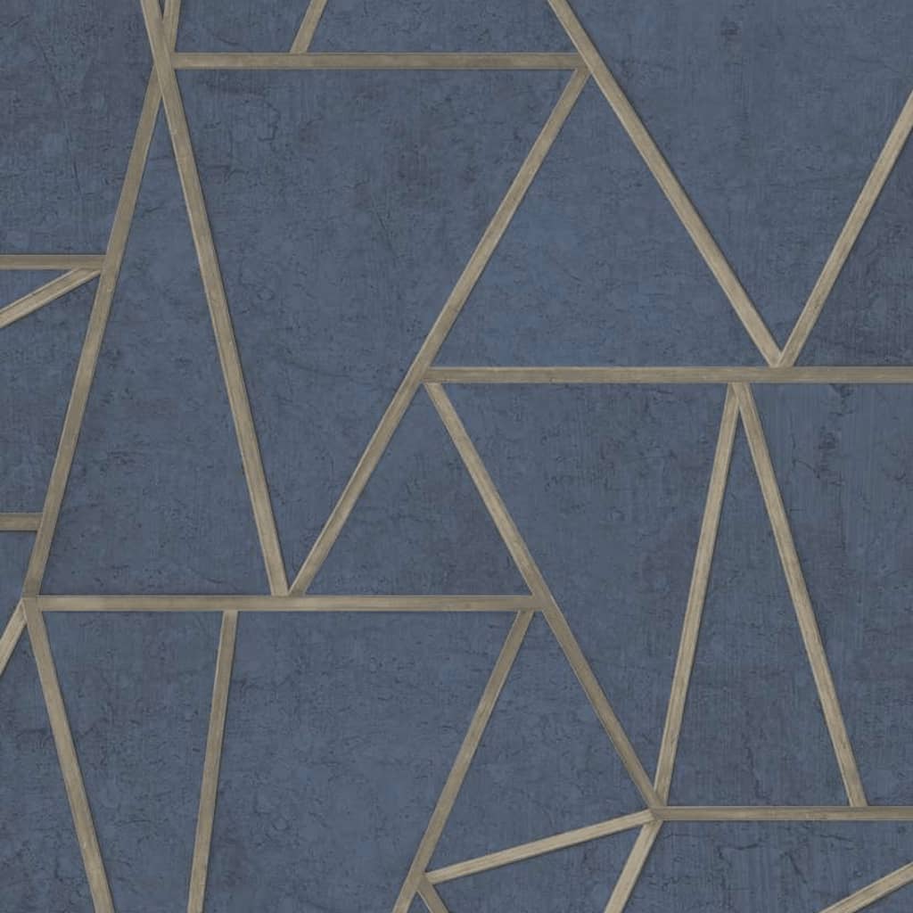 DUTCH WALLCOVERINGS Papel pintado triángulos azul petróleo y dorado