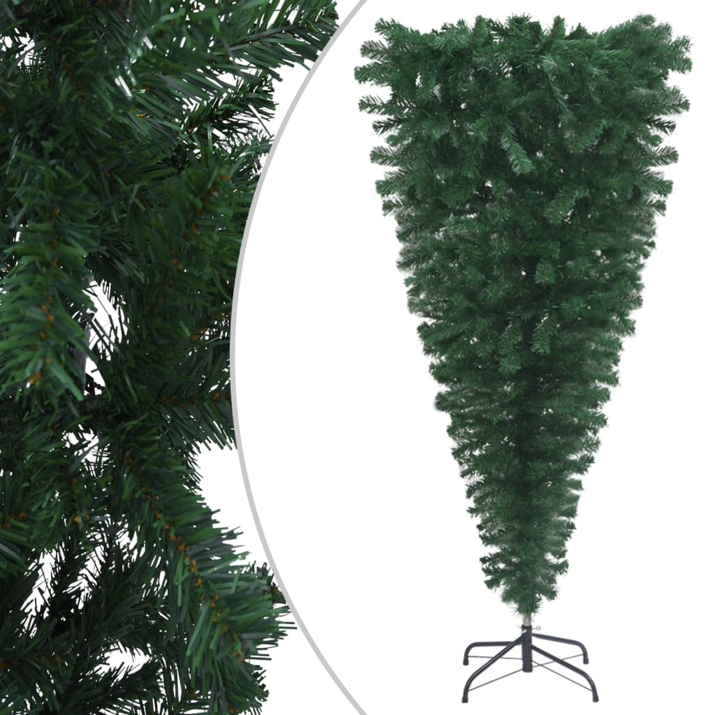 vidaXL Árbol de Navidad invertido preiluminado con luces verde 210 cm