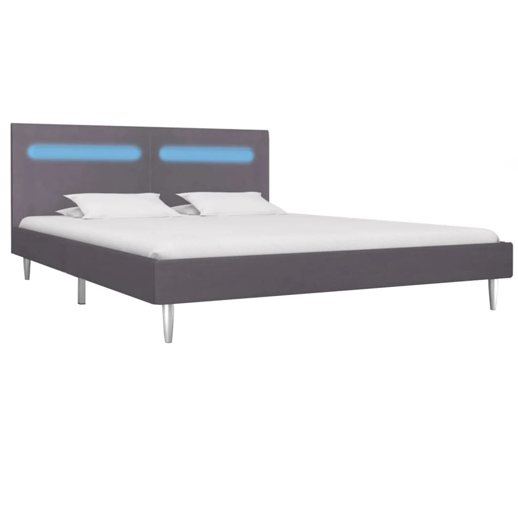 vidaXL Estructura de cama con LED tela gris 180x200 cm