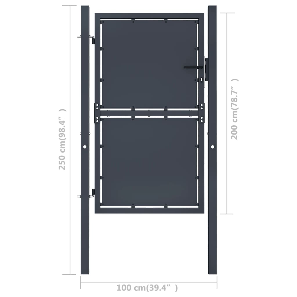 vidaXL Puerta de jardín de acero gris antracita 100x200 cm