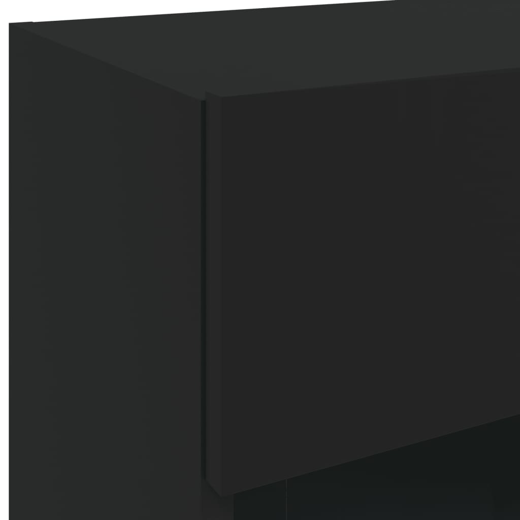 vidaXL Muebles de TV de pared con luces LED 2 uds negro 40x30x60,5 cm