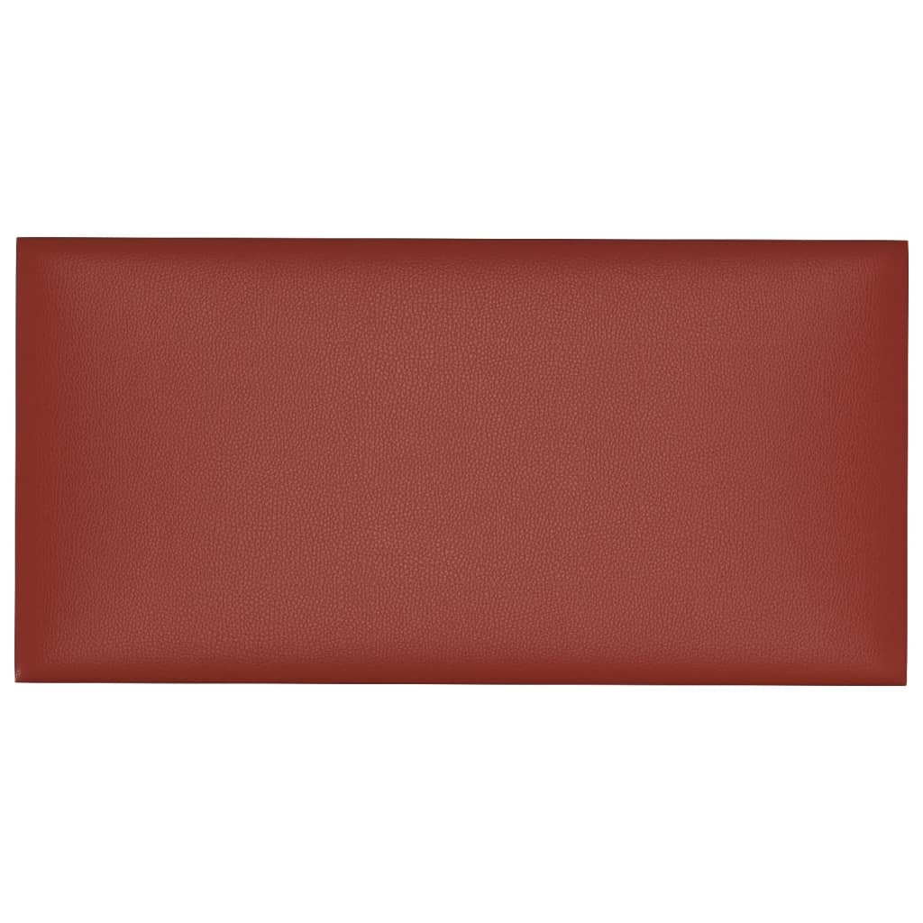 vidaXL Paneles de pared 12 uds cuero PE rojo tinto 30x15 cm 0,54 m²