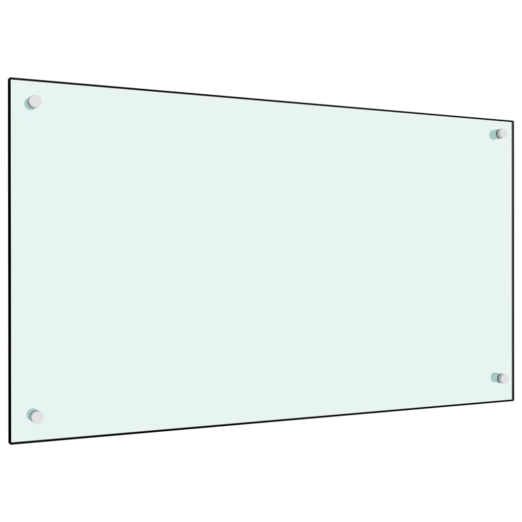 vidaXL Protección salpicaduras cocina vidrio templado blanco 90x50 cm