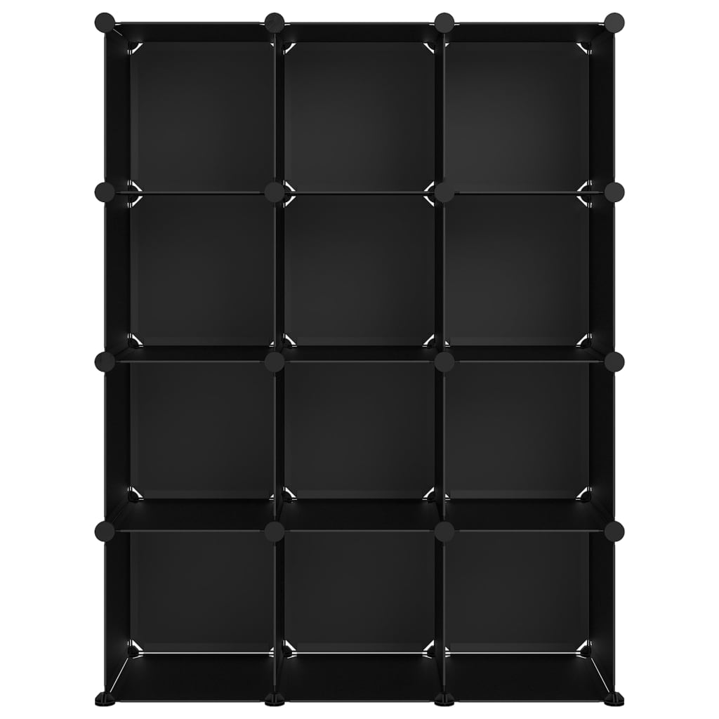 vidaXL Estantería de cubos con 12 compartimentos negro PP