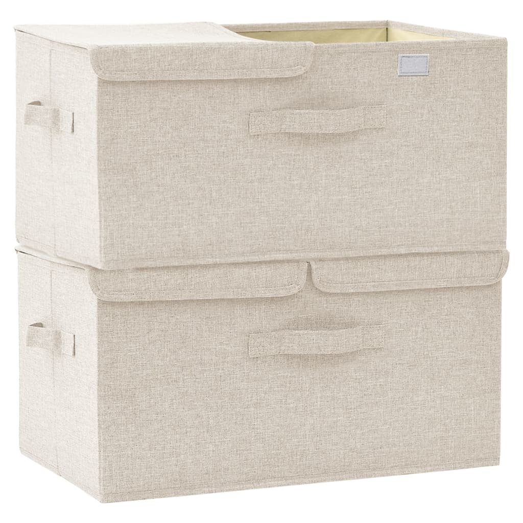 vidaXL Cajas de almacenaje 2 unidades tela color crema 50x30x25 cm