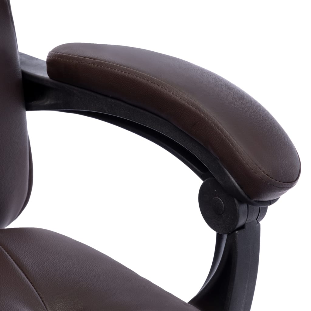 vidaXL Silla de oficina de masaje de cuero sintético marrón
