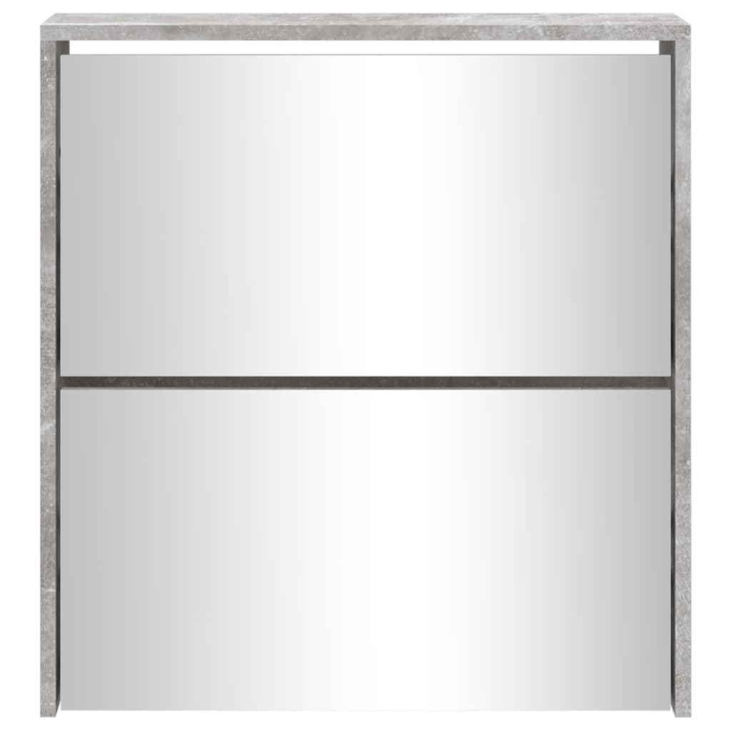 vidaXL Mueble zapatero con espejo 2 niveles gris hormigón 63x17x67 cm